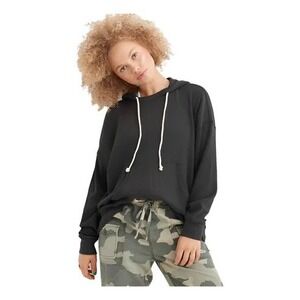Aerie Women's M Cozy Waffle‎ Hoodie Charcoal Gray Oversized Comfy Pullover